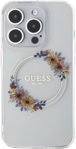 Панель Guess IML Flowers Wreatch MagSafe для Apple iPhone 15 Pro Transperent (3666339221720) - зображення 2