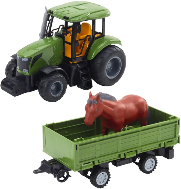 Трактор на радіокеруванні Lean Toys з причепом та конем (25000) (5905991060505) (955555914218001) - Уцінка - зображення 4