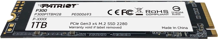 Patriot P300 1TB M.2 2280 NVMe PCIe 3.0 x4 3D NAND TLC (P300P1TBM28) (955555911581237) - Уцінка - зображення 4