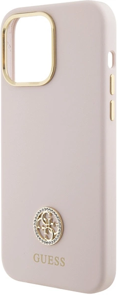 Панель Guess Silicone Logo Strass 4G для Apple iPhone 15 Pro Max Light Pink (3666339148935) - зображення 6