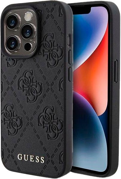 Панель Guess Leather 4G Stamped для Apple iPhone 15 Pro Max Black (3666339150198) - зображення 1