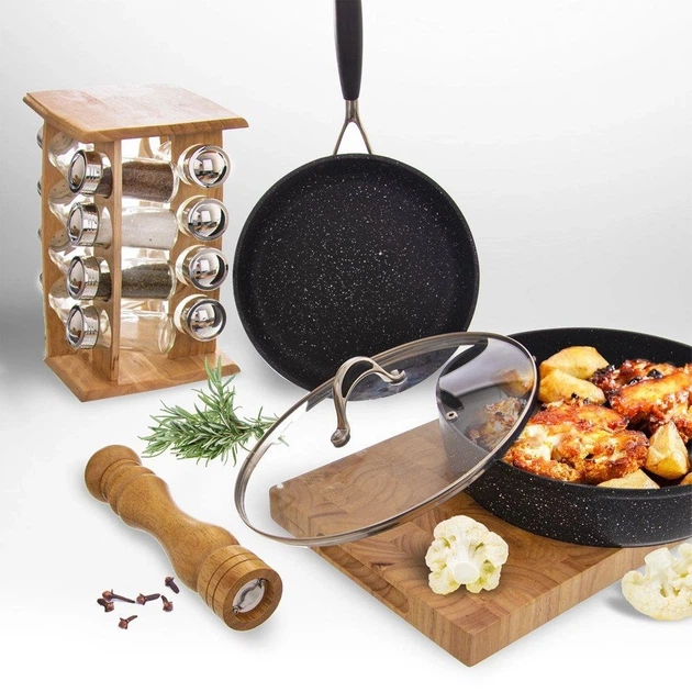 Zestaw przyprawników Orion z pojemnikami drewniany obrotowy 16 szt (8592381039912) - obraz 3