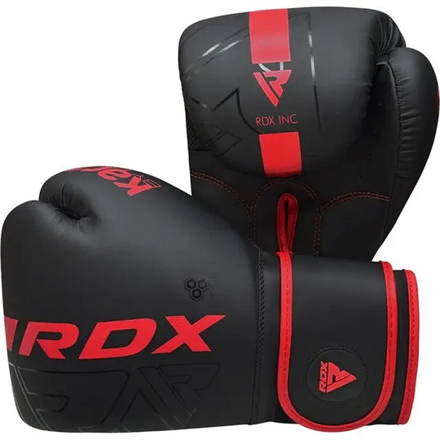 Рукавички боксерські з капою RDX F6 Kara Matte розмір 12 унцій, чорно-червоні - изображение 8