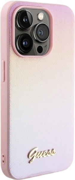 Панель Guess Saffiano Iridescent Script для Apple iPhone 15 Pro Max Pink (3666339224813) - зображення 4