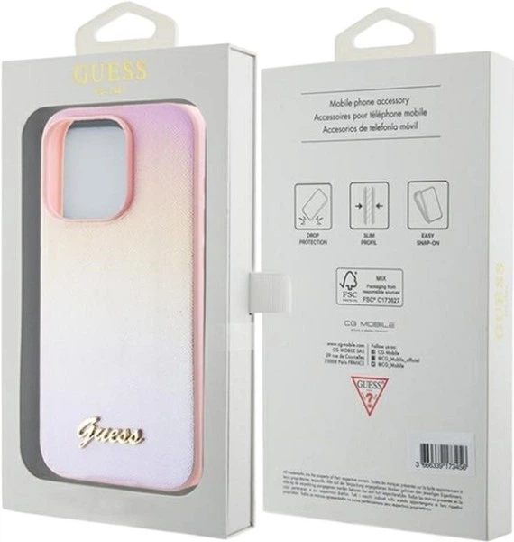 Панель Guess Saffiano Iridescent Script для Apple iPhone 15 Pro Max Pink (3666339224813) - зображення 8