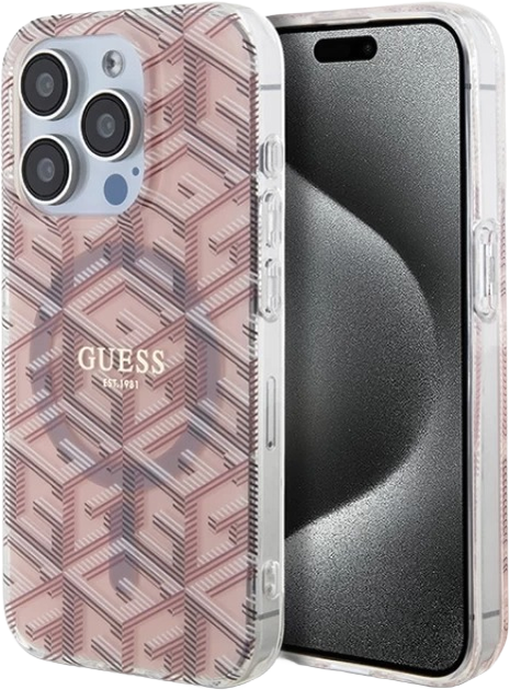 Панель Guess IML GCube MagSafe для Apple iPhone 15 Pro Pink (3666339222000) - зображення 1