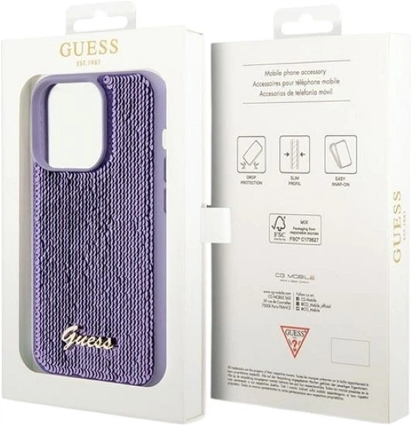 Панель Guess Sequin Script Metal для Apple iPhone 15 Pro Max Purple (3666339176259) - зображення 8