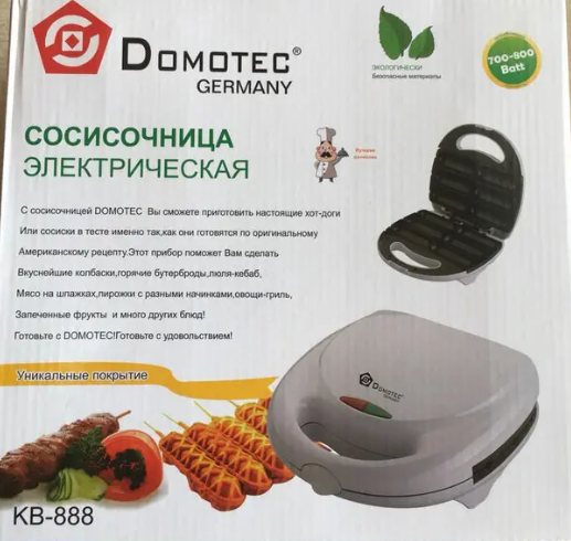Вафельница-сосисочница Domotec KB-888 для корн-догов, 6 порций - изображение 3