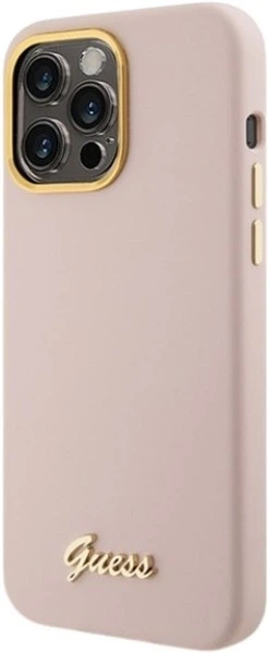 Панель Guess Silicone Script Metal Logo & Frame для Apple iPhone 15 Pro Max Pink (3666339149215) - зображення 2