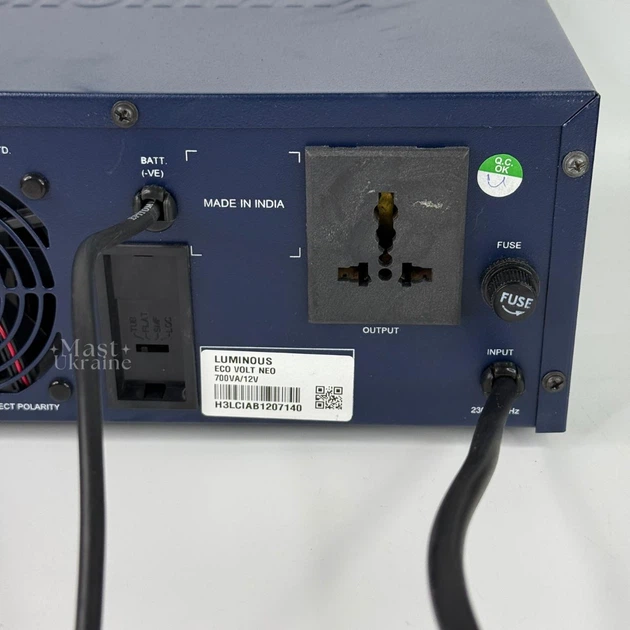 Инвертор 12V 220V 700VA 560Вт с чистой синусоидой Luminous Eco Volt Neo, преобразователь напряжения с автоматическим переключением, зарядкой аккумулятора, режимами ECO/UPS для компьютера, роутера и электроприборов, EV-700 - изображение 8