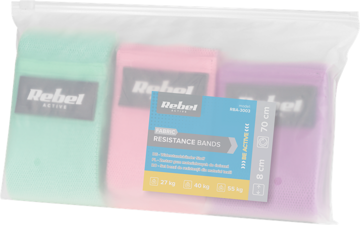 Zestaw gum materiałowych Rebel Active Mini Band M 27–55 kg 3 szt. (5901890098793) - obraz 6