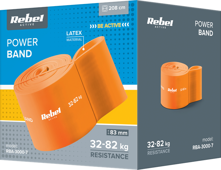 Guma do ćwiczeń lateksowa Rebel Active Power Band PL-7 Pomarańczowa 32–82 kg (5901890098595) - obraz 3