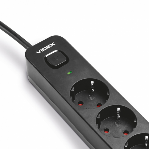Мережевий подовжувач із заземленням 4 розетки/1USB-A/1Type-C 3м з кнопкою чорний VF-PD43G1QC1PD-B Oncord Videx - изображение 7