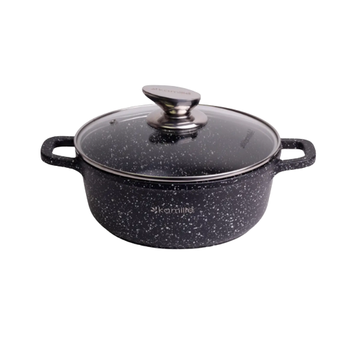 Каструля литий алюміній 6,5л 28*12,5см скляна кришка а/п Black marble 4406 KAMILLE - Фото 1 Каструля литий алюміній 6,5л 28*12,5см скляна кришка а/п Black marble 4406 KAMILLE - изображение 1