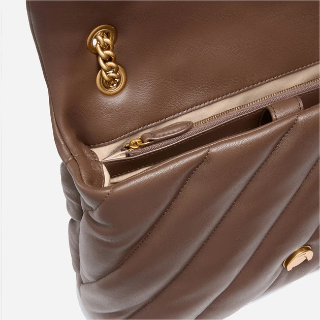 Torebka crossbody damska ze skóry naturalnej z łańcuszkiem Pinko Love Puff Big 100037A0F2 L74Q Brązowa (800070347450) - obraz 3