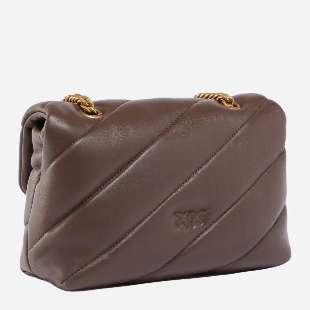 Torebka crossbody damska ze skóry naturalnej mała z łańcuszkiem Pinko Love Puff Mini 100039A0F2 L74Q Brązowa (800070347455) - obraz 2