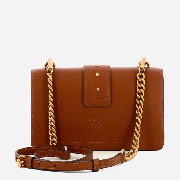 Torebka crossbody damska ze skóry naturalnej mała z łańcuszkiem Pinko Love One Mini 105856A0F1 L17Q Brązowa (800070347457) - obraz 2