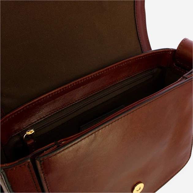 Сумка крос-боді через плече жіноча з натуральної шкіри маленька The Bridge Benedetta 44550201 14 Коричнева (800070314118) - зображення 4