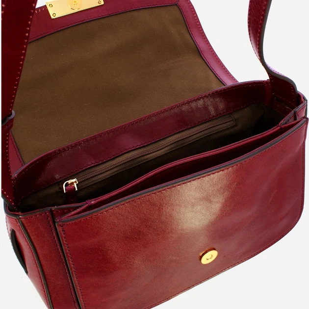 Сумка багет жіноча з натуральної шкіри середня The Bridge Benedetta 44552201 03 Темно-червона (800070350639) - зображення 4