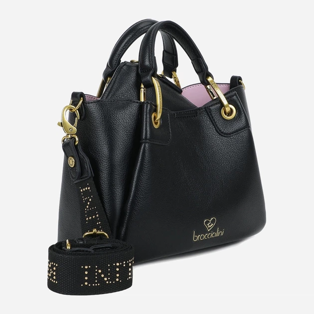 Сумка крос-боді через плече жіноча зі штучної шкіри середня Braccialini Amy B18500 YY 100 Чорна (800070348941) - зображення 4