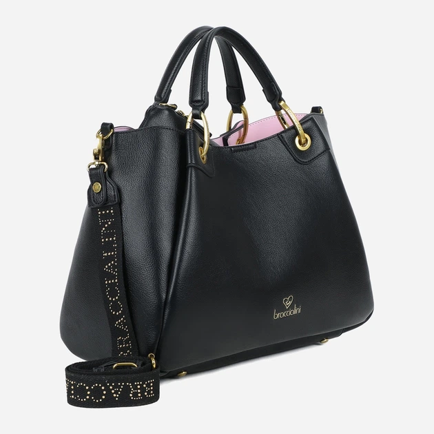 Сумка крос-боді через плече жіноча зі штучної шкіри велика Braccialini Amy B18502 YY 100 Чорна (800070348933) - зображення 4