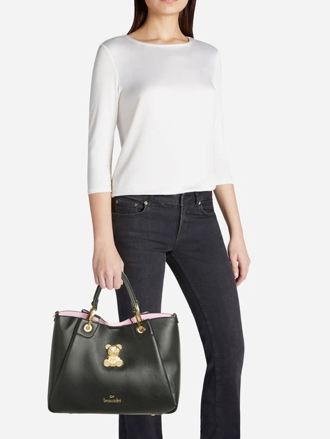 Torebka crossbody damska duża na szerokim pasku Braccialini Amy B18522 YY 100 Czarna (800070348959) - obraz 2