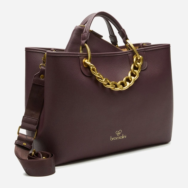 Сумка крос-боді через плече жіноча зі штучної шкіри велика Braccialini Beth Jewels B18530 YY 404 Темно-червона (800070348963) - зображення 4