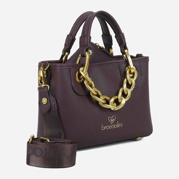 Сумка крос-боді через плече жіноча зі штучної шкіри маленька Braccialini Beth Jewels B18533 YY 404 Темно-червона (800070348983) - зображення 4