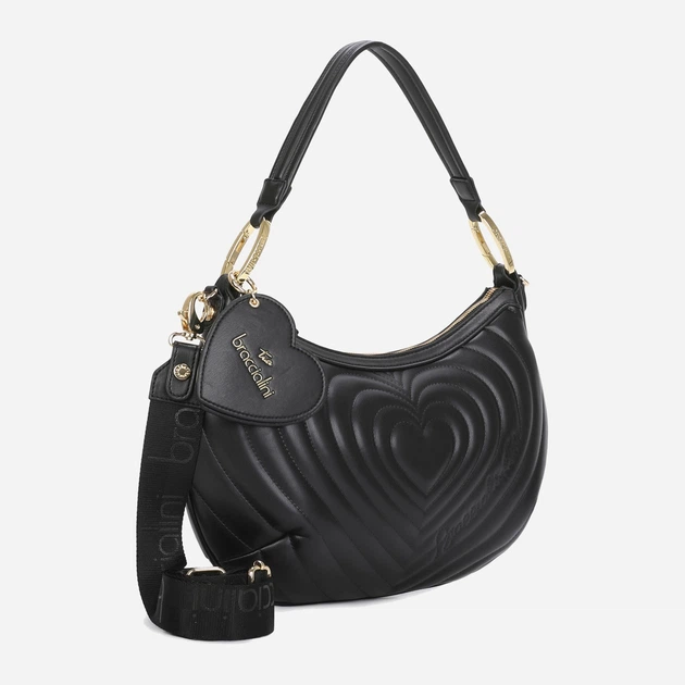 Сумка багет жіноча зі штучної шкіри середня Braccialini Beth Matelasse' B18552 YY 100 Чорна (800070348971) - зображення 4