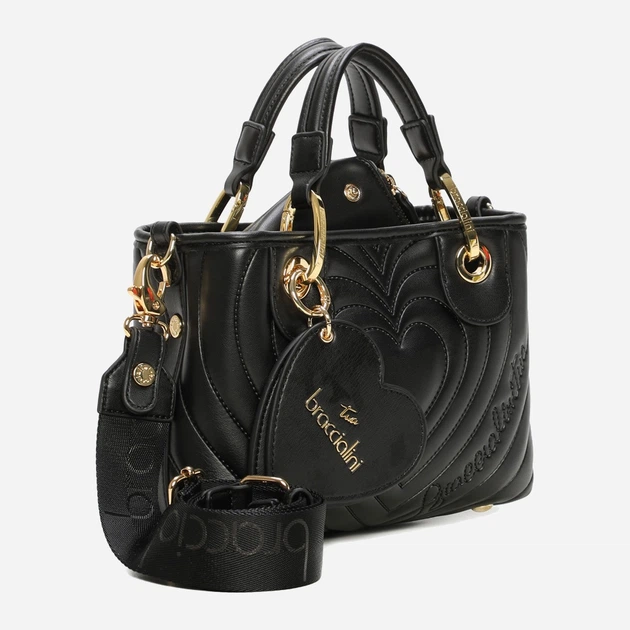 Torebka crossbody damska mała na szerokim pasku Braccialini Beth Matelasse' B18553 YY 100 Czarna (800070348984) - obraz 4