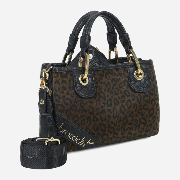 Сумка крос-боді через плече жіноча зі штучної шкіри маленька Braccialini Beth Animalier B18573 YY P42 Коричнева (800070348981) - зображення 4