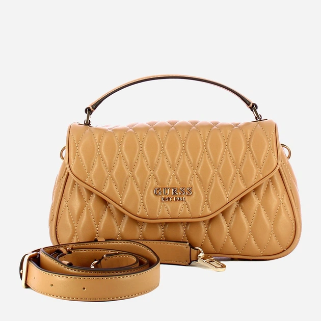 Сумка крос-боді через плече жіноча зі штучної шкіри середня Guess Valla HWQG8122200 BEI Бежева (800070344411) - зображення 4