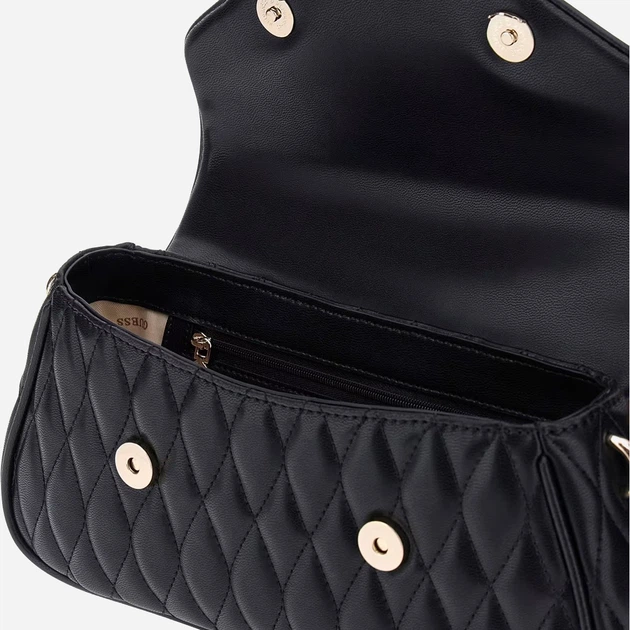 Сумка крос-боді через плече жіноча зі штучної шкіри середня Guess Valla HWQG8122200 BLA Чорна (800070344412) - зображення 3