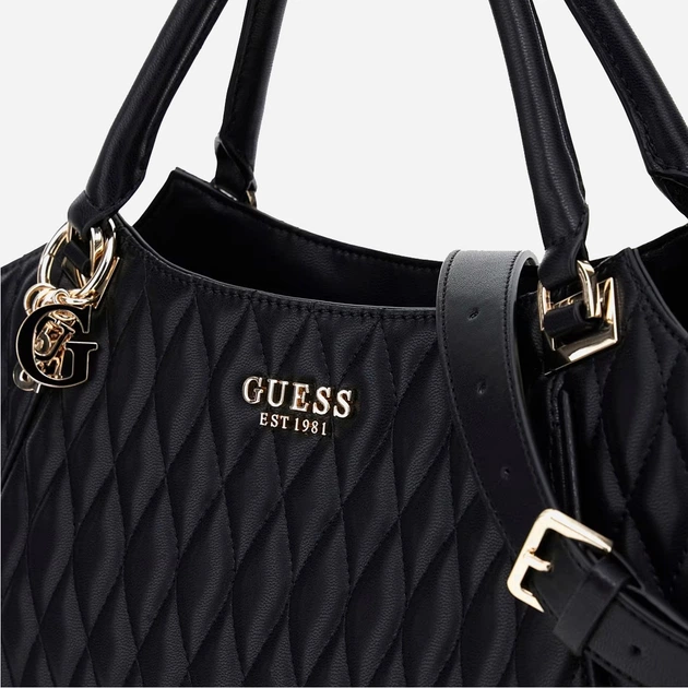 Сумка крос-боді через плече жіноча зі штучної шкіри велика Guess Valla HWQG8122220 BLA Чорна (800070344414) - зображення 5