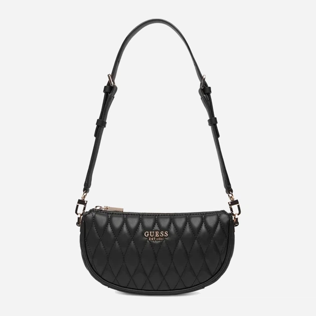 Сумка багет жіноча зі штучної шкіри маленька Guess Valla HWQG8122720 BLA Чорна (800070344416) - зображення 1