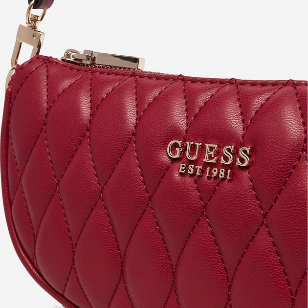 Сумка багет жіноча зі штучної шкіри маленька Guess Valla HWQG8122720 RED Темно-червона (800070344417) - зображення 5