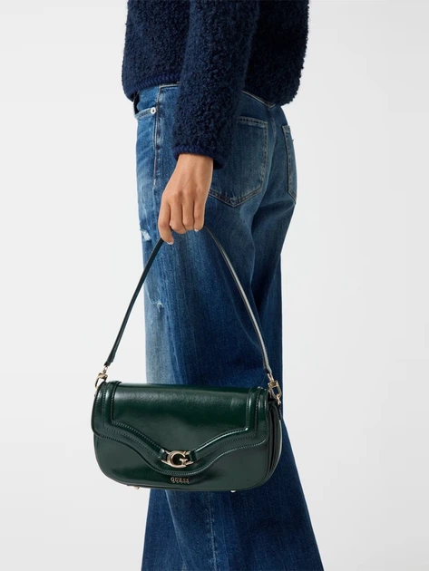 Сумка багет жіноча зі штучної шкіри середня Guess Dea HWTG7993200 FOR Темно-зелена (800070344419) - зображення 2