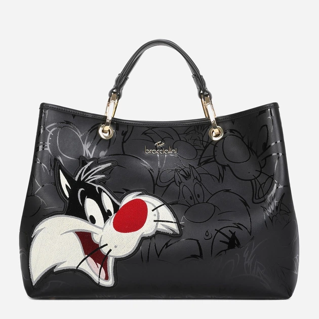 Torebka crossbody damska duża na szerokim pasku Braccialini Beth LT233 YY 818 Czarna (800070348947) - obraz 1