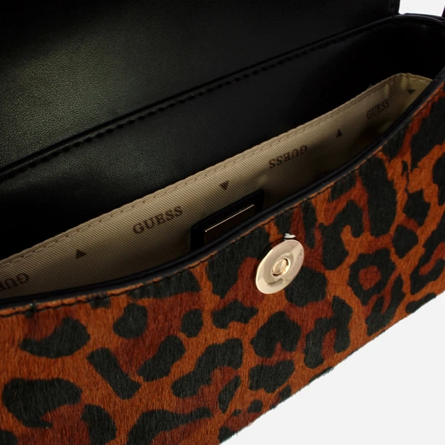 Сумка багет жіноча тканинна маленька Guess Domitilla HWLO7529780 LEO Коричнева (800070344397) - зображення 4