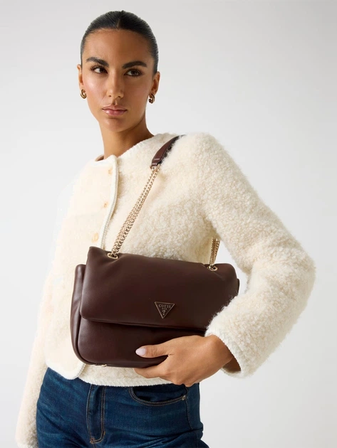 Сумка крос-боді через плече жіноча зі штучної шкіри середня Guess Sunetra HWNG7534210 ESP Коричнева (800070344401) - зображення 2