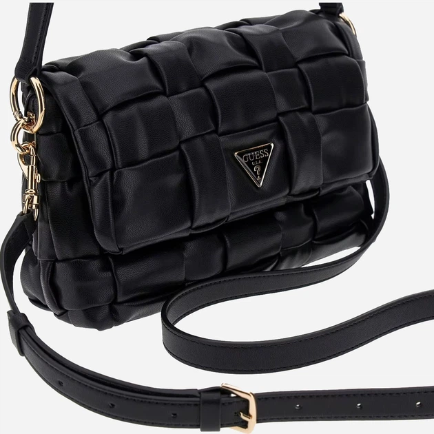 Сумка крос-боді через плече жіноча зі штучної шкіри маленька Guess Marion HWWG8072190 BLA Чорна (800070344421) - зображення 3