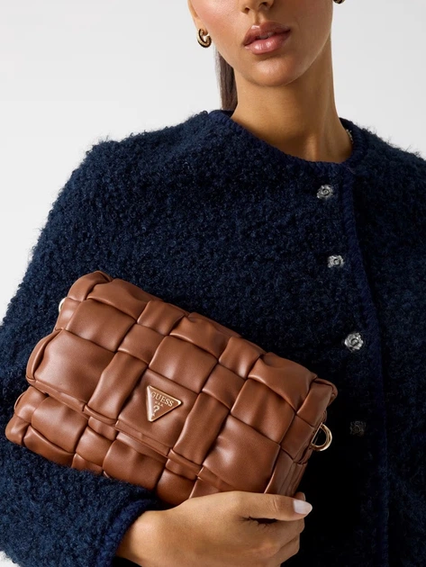 Сумка крос-боді через плече жіноча зі штучної шкіри маленька Guess Marion HWWG8072190 COG Коричнева (800070344422) - зображення 6