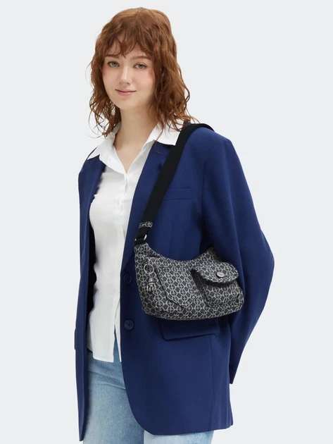 Сумка крос-боді через плече жіноча тканинна середня Kipling Kenda KPKI80973HW1001 Сіра (800070345071) - зображення 7