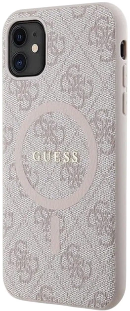 Панель Guess 4G Collection Leather Metal Logo MagSafe для Apple iPhone 11 Pink (GUHMN61G4GFRP) - зображення 2