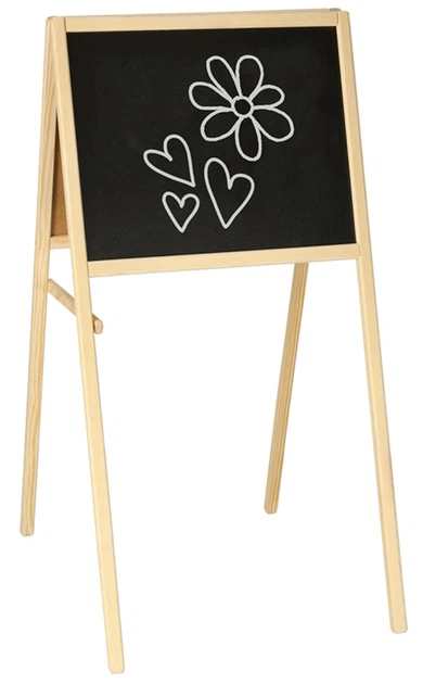 Tablica magnetyczna + kredowa KIK dwustronna drewniana + literki kreda gąbka marker 84 x 43 x 50 cm KX3732 (5903039751422) - obraz 1