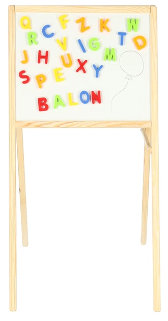Tablica magnetyczna + kredowa KIK dwustronna drewniana + literki kreda gąbka marker 84 x 43 x 50 cm KX3732 (5903039751422) - obraz 3