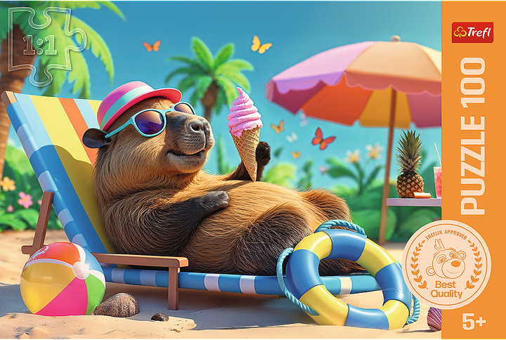 Puzzle Trefl Relaks w stylu kapibary 100 elementów 16537 (5900511165371) - obraz 2