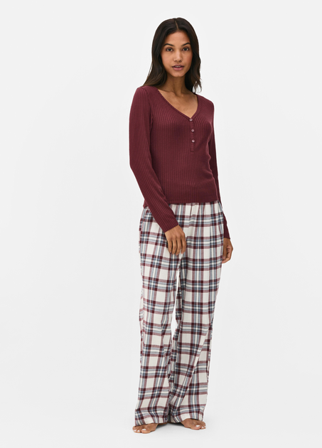 Пижамный лонгслив Primark Flannel Pyjama XS Верх пижамы для дома и сна Бордовый (8908) - Фото 2 Пижамный лонгслив Primark Flannel Pyjama XS Верх пижамы для дома и сна Бордовый (8908) - изображение 2