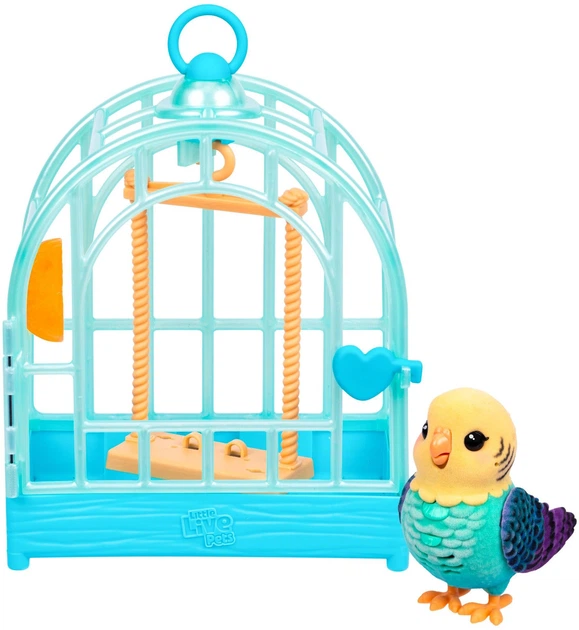 Інтерактивна іграшка Moose Little Live birds Хвилястий папужка Інді в клітці (630996266915) - зображення 6