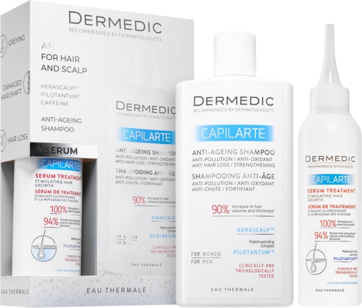 Набір Dermedic Capilarte для боротьби зі старінням волосся Шампунь 300 мл + Сироватка 150 мл (5901643177737) - зображення 1